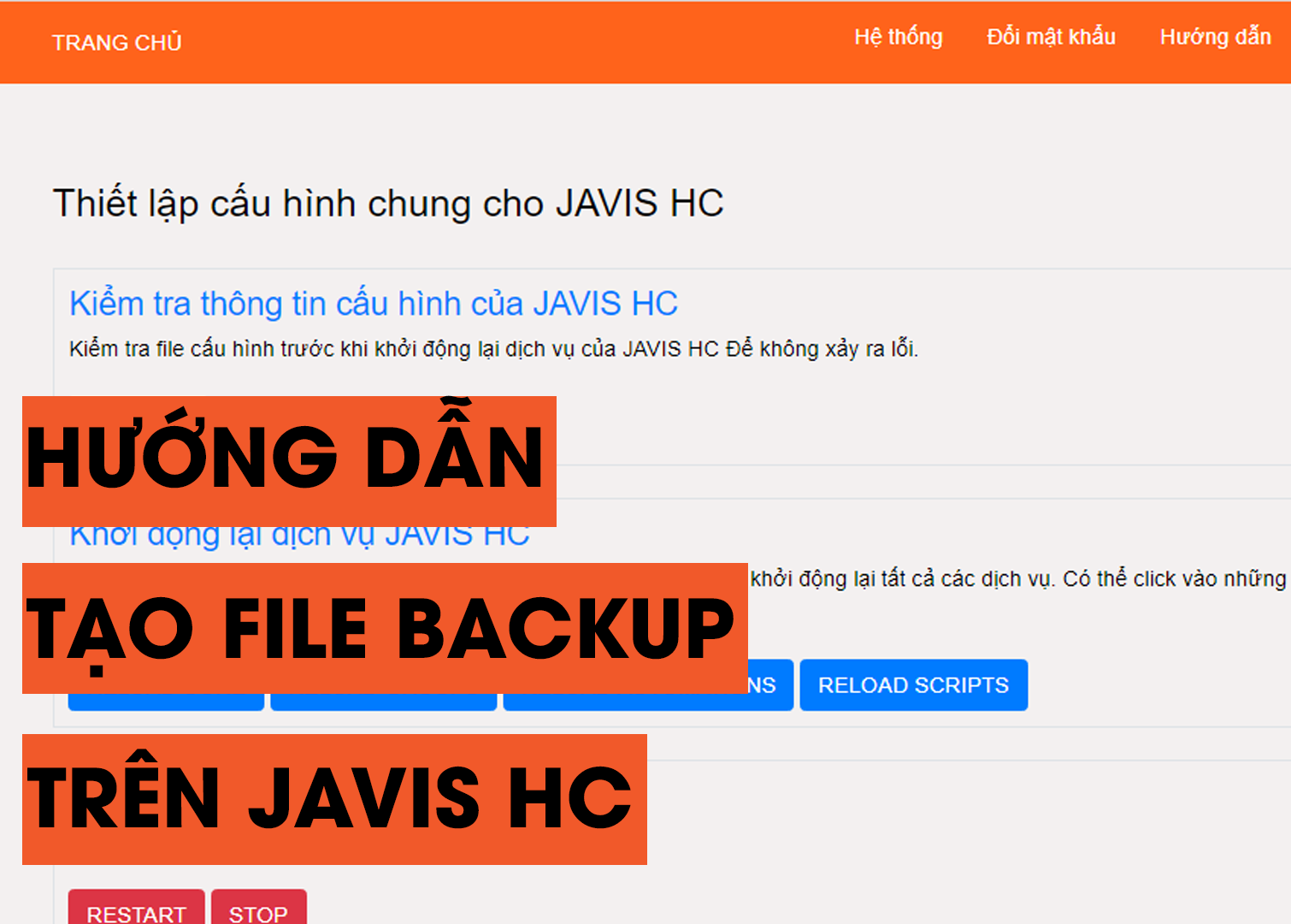 Hướng dẫn sao lưu các file cấu hình qua JAVIS HC tool