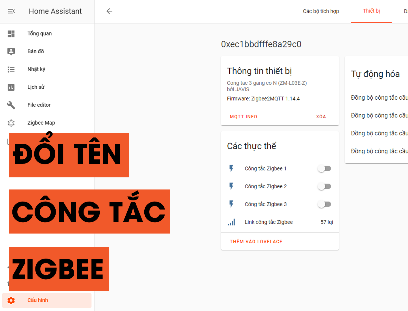 Hướng dẫn đổi tên thiết bị Zigbee với giao diện WEB