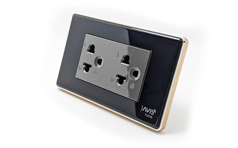 Ổ CẮM ÂM TƯỜNG MẶT KÍNH CƯỜNG LỰC VIỀN VÀNG